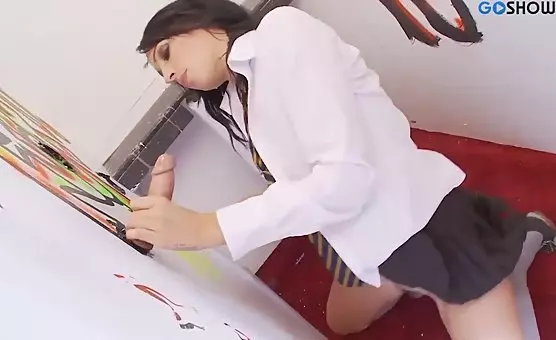 Brunette Gets Fucked in Public Toilet